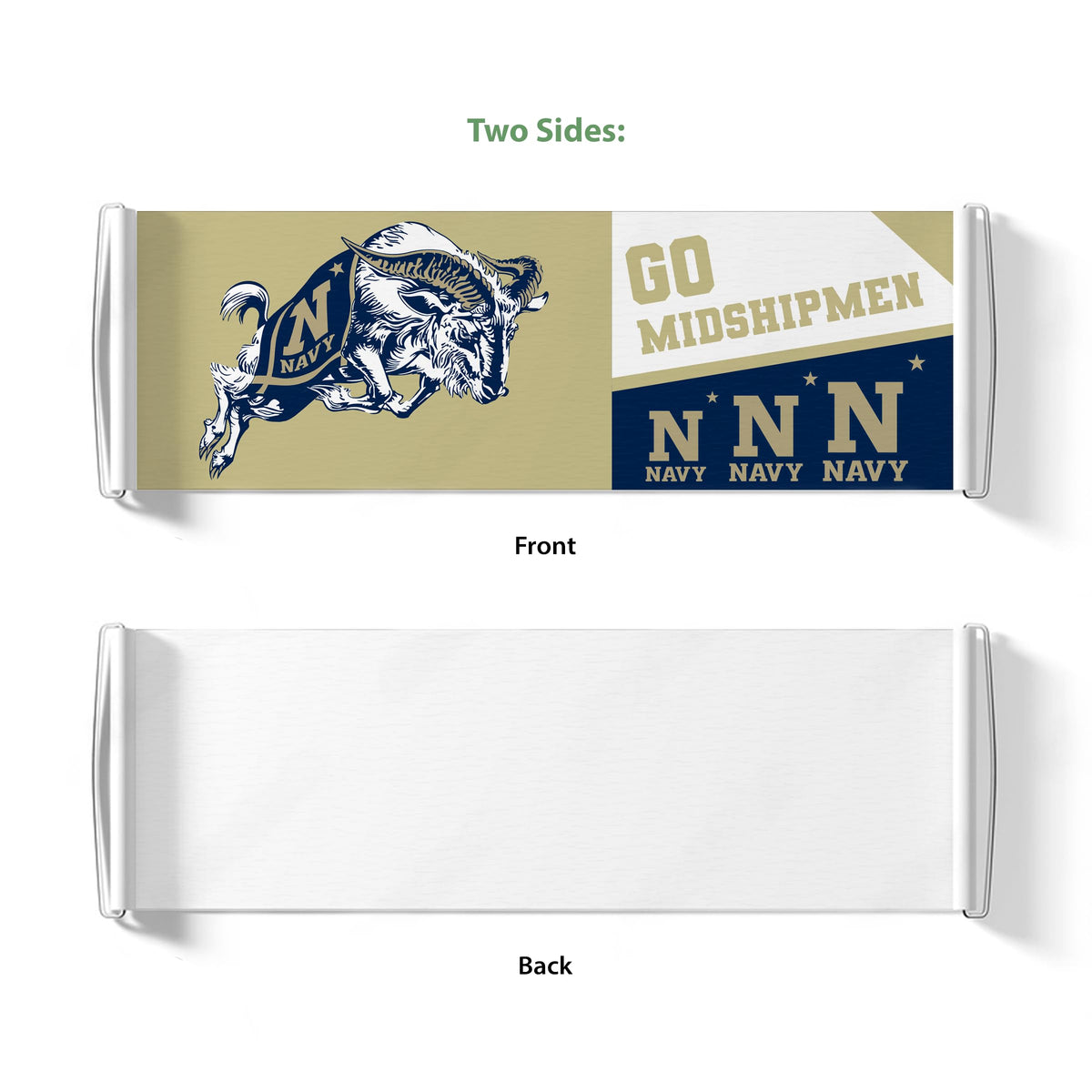 AGAS Go Navy Midshipmen Jumping Bill the Goar Mascot Retractable Scroll Banner - Naval Academy Rolla Banner