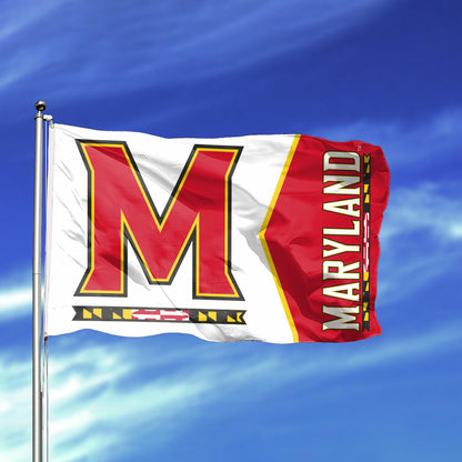 AGAS Maryland UMD Terrapins Logo Small Flags 2x3 Ft Single-Reverse Printed Polyester with Brass Grommets - 2 x 3 Feet University Outdoor Banner
