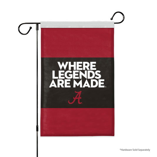 AGAS Alabama University Crimson Tide Garden Flag NCAA Licensed 18" x 12" - Where Legends Are Made - Without Garden Flag Holder, Single-Sided Polyester