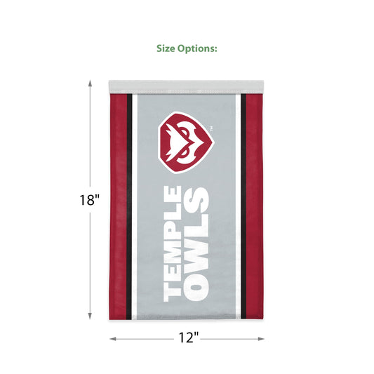 AGAS Temple Owls Vertical Wordmark Garden Flag 12 x 18 inch – Single Sided Printed Polyester with Bleed Through – Officially Licensed NCAA Product – Temple University Outdoor Flag with Canvas Sleeve and Reinforced Stitching – No Pole Included