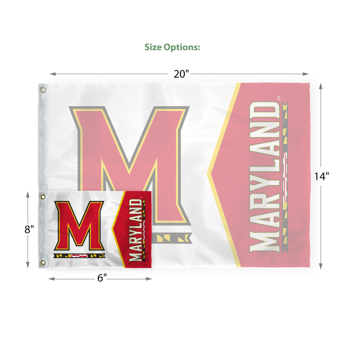 AGAS Maryland UMD Terrapins Golf Flags with Grommets 14"x20", Mini Putting Green Flags for Yard, 200D Nylon, Canvas Header Stitched Borders