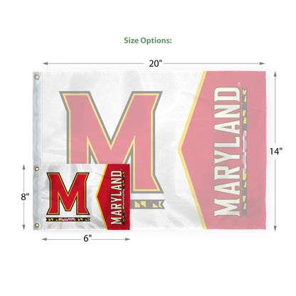 AGAS - University of Maryland Golf Flags with Brass Grommets 6"x8", Mini Putting Green Flags for Yard, 200D Nylon, Canvas Header Stitched Borders