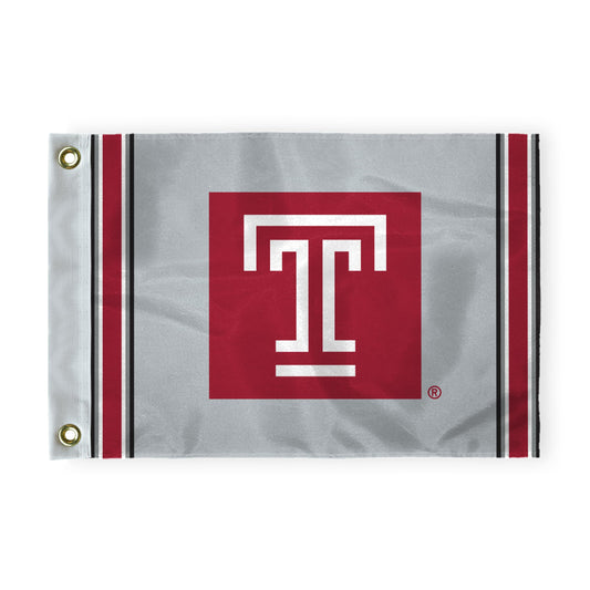 AGAS Temple University T Logo Golf Flag 6 x 8 inch – Single Sided Printed Nylon – Officially Licensed NCAA Product – Temple Owls Golf Course Flag with Canvas Header, Brass Grommets and Reinforced Stitched Edges