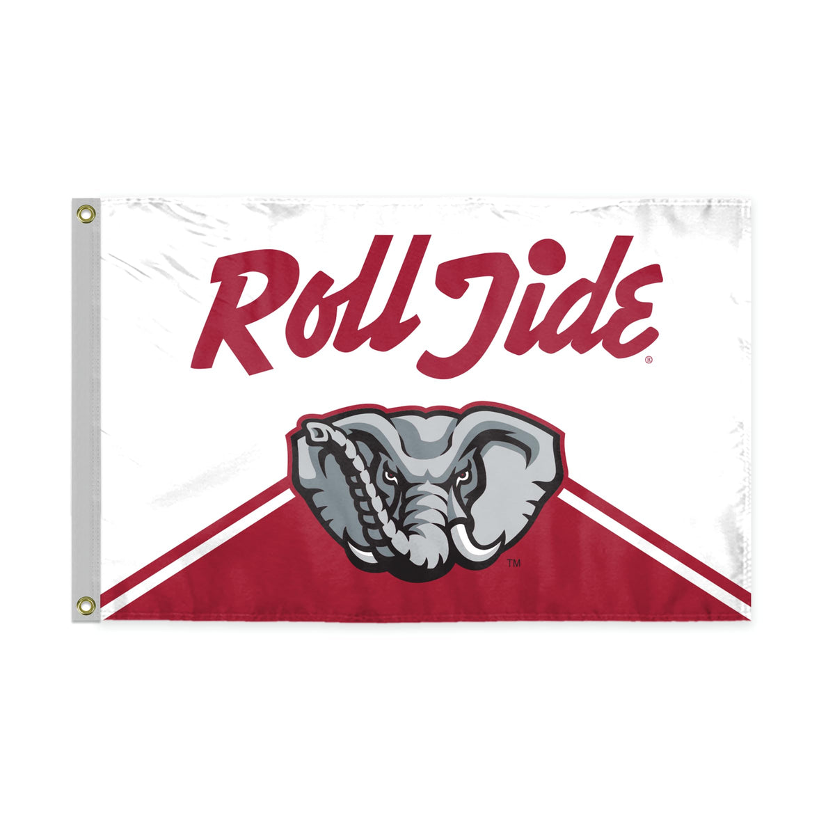 AGAS NCAA Alabama University Crimson Tide Roll Tide Two-Tone 2' x 3' Banner Flag Single Sided Polyester with Brass Grommets- Indoor or Outdoor - Home Décor