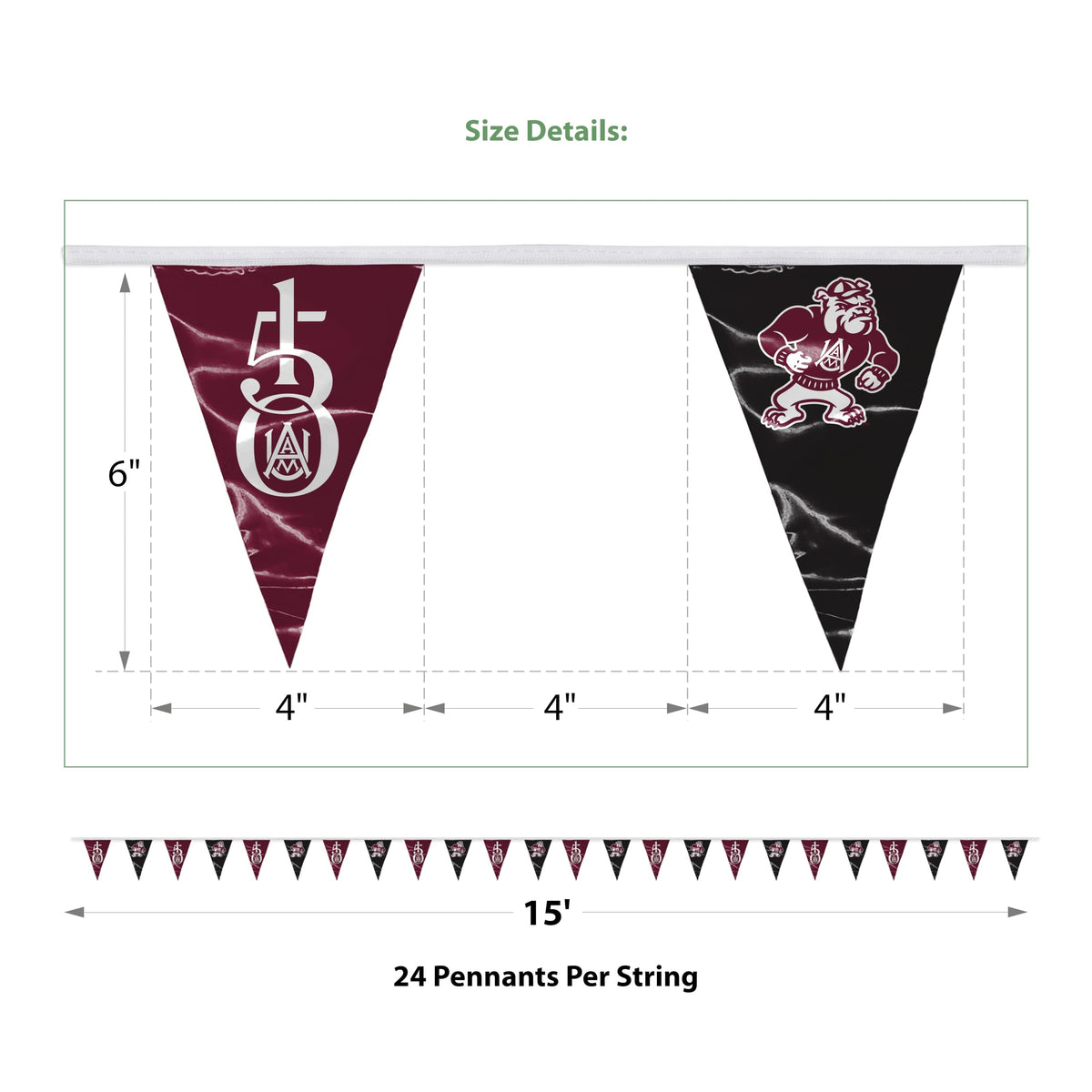 Alabama A&M University Pennant string 4 x 6 inch