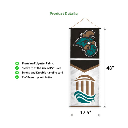 AGAS Coastal Carolina CCU University Banner Scroll Sign 17.5" × 48" with Hanging Cord – Polyester Chanticleers Wall Banner