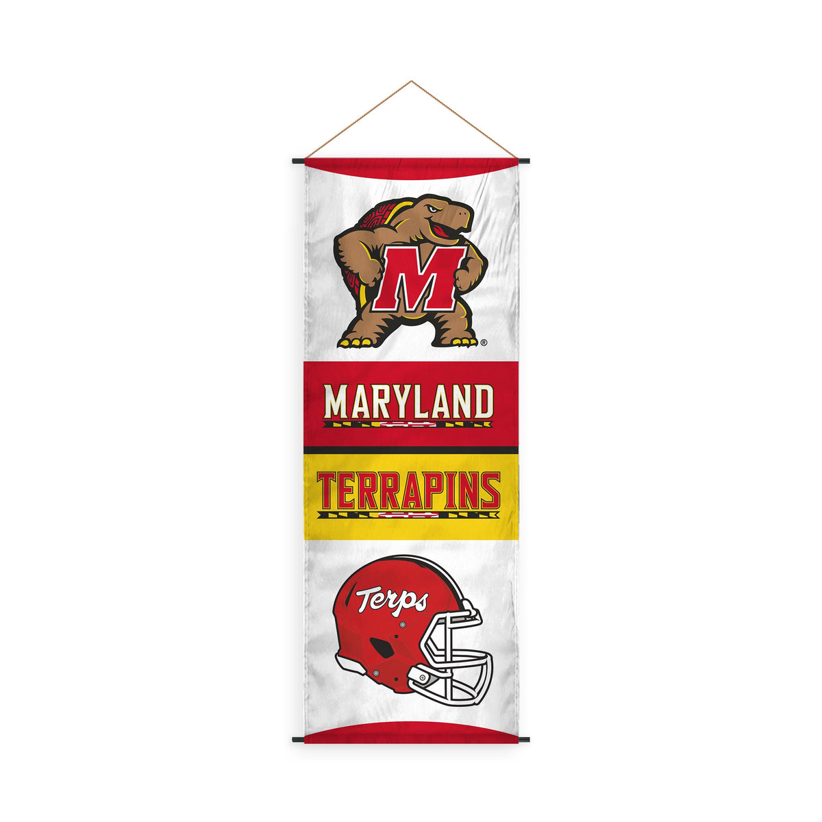 AGAS Maryland UMD University Banner Scroll Sign 17.5" × 48" with Hanging Cord – Polyester Terps Wall Banner