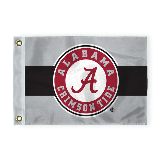 AGAS 14"x20" Alabama University Crimson Tide Circle Logo Golf Cart Flags with Brass Grommets, Mini Putting Green Flags for Yard, 200D Nylon, Canvas Header Stitched Borders