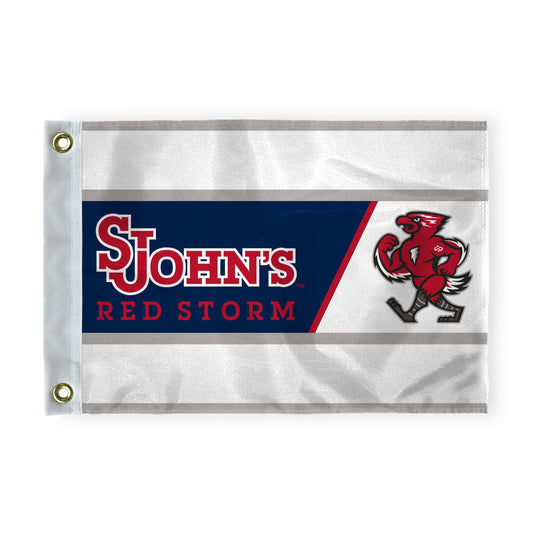 AGAS St. John's University Golf Flag 14 x 20 inch – Single Sided Printed Nylon SJU Red Storm Mascot Design – Official NCAA Red Storm Flag – Golf Course Display with Canvas Header and Brass Grommets