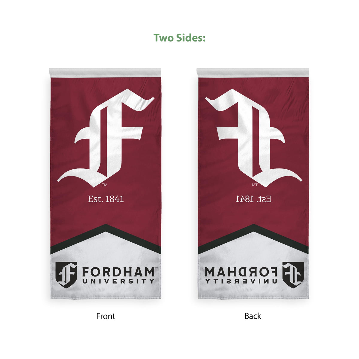 AGAS Fordham University Vertical Banner 2 x 4 ft – Single Sided Printed Polyester Fordham Rams Banner with F Logo – Official NCAA Product – Fordham University Hanging Banner with 1.5 inch Pole Sleeve and Reinforced Stitching