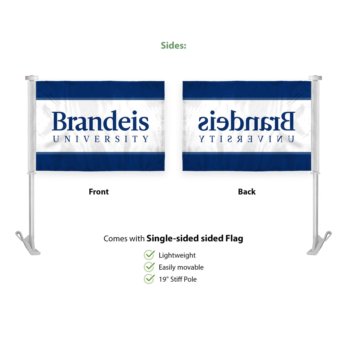 Brandeis University Premium Car Flag 10.5 x 15 inch