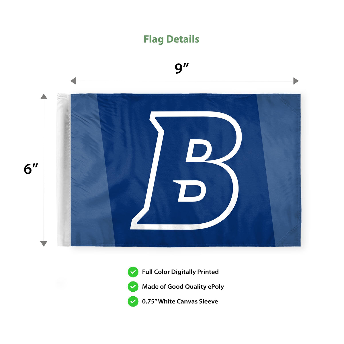 Brandeis University Motorcycle Flag 6 x 9 inch