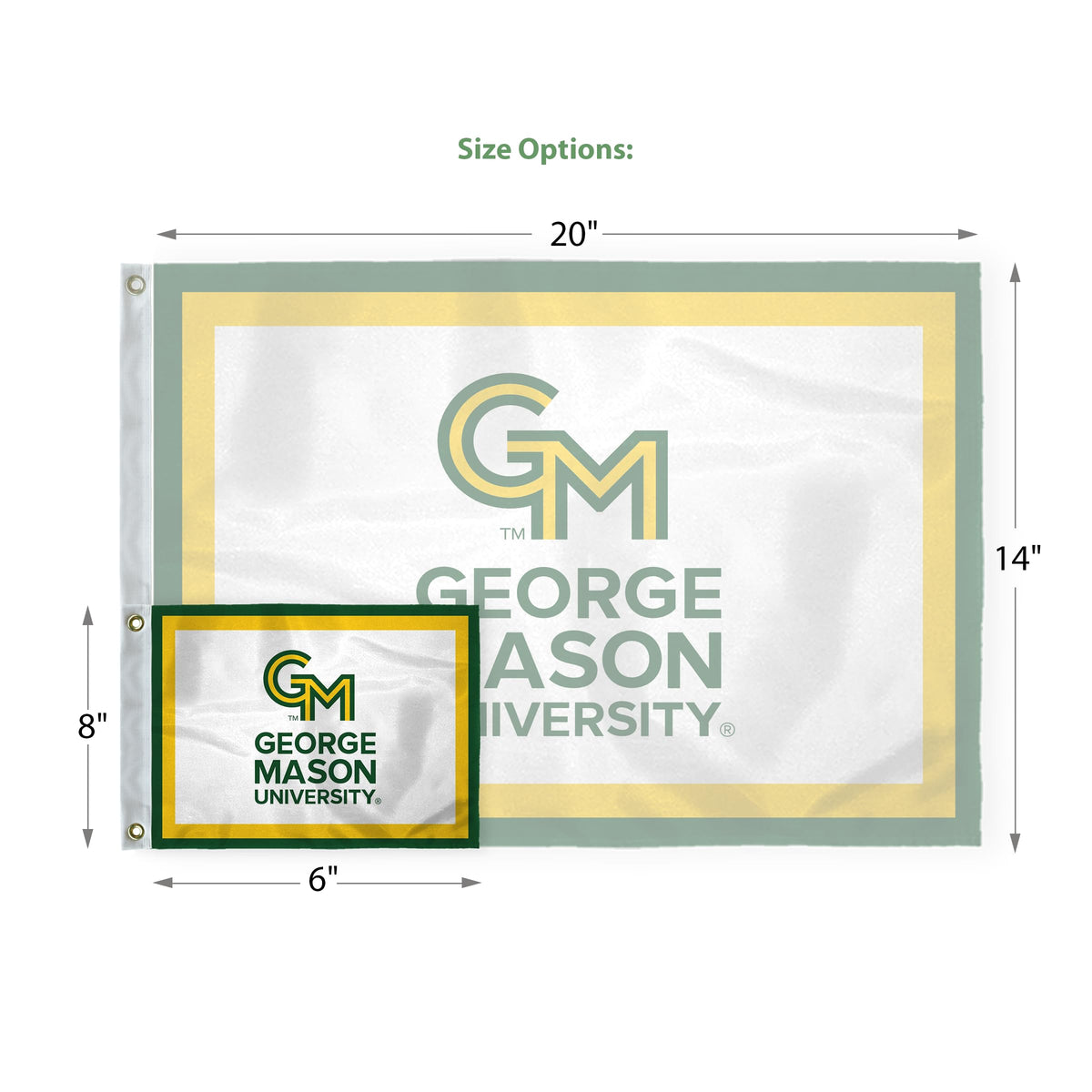 AGAS George Mason GMU University Patriots Golf flag Grommets 14x20 inches, Waterproof 200D Nylon, Mini Putting Green Flags for Backyard Practice, Golf Courses, Outdoor Banner