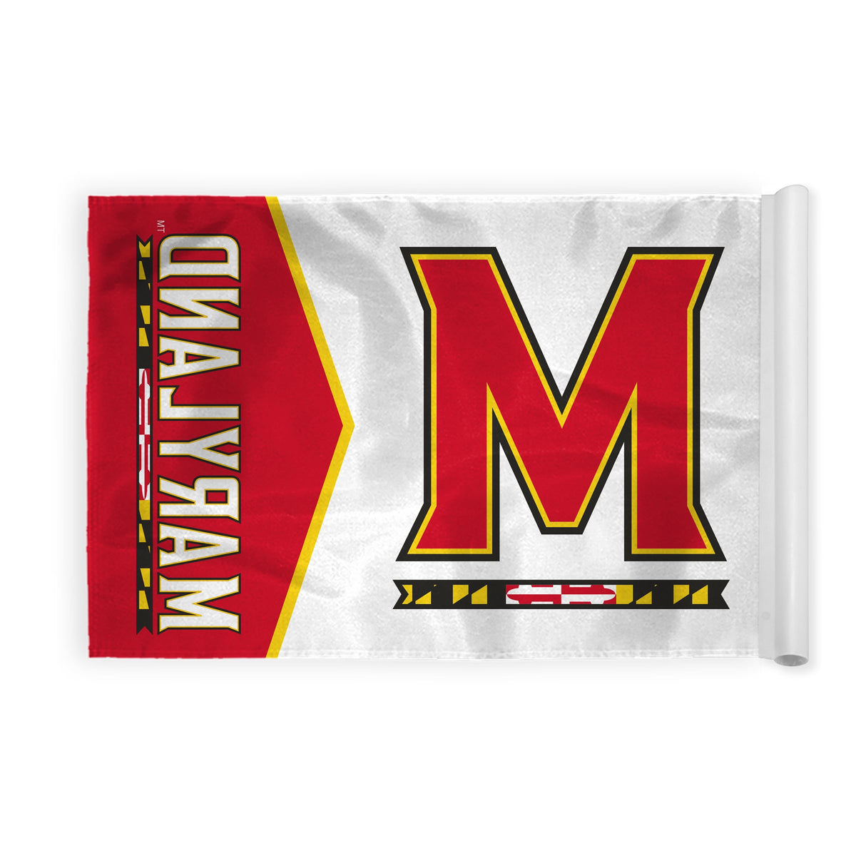 AGAS Maryland UMD Terrapins Golf Flags with Tube Insert 14x20 inch, Mini Putting Green Flags for Yard, 200D Nylon, Canvas Header Stitched Borders
