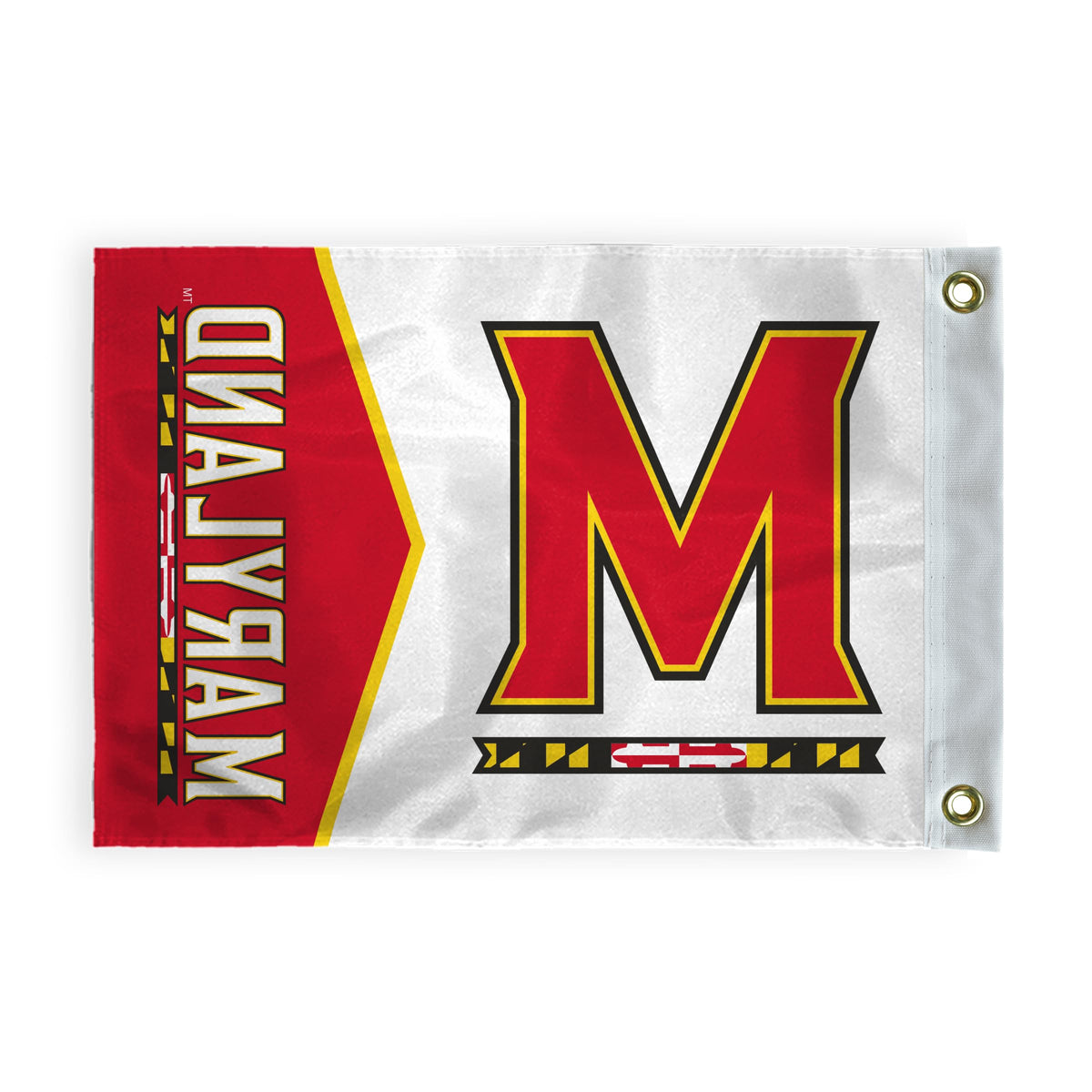 AGAS Maryland UMD Terrapins Golf Flags with Grommets 14"x20", Mini Putting Green Flags for Yard, 200D Nylon, Canvas Header Stitched Borders