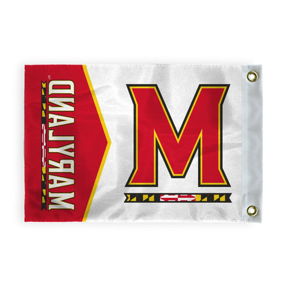 AGAS Maryland UMD Terrapins Golf Flags with Grommets 14"x20", Mini Putting Green Flags for Yard, 200D Nylon, Canvas Header Stitched Borders