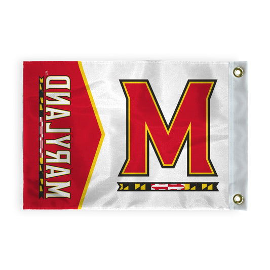 AGAS Maryland UMD Terrapins Golf Flags with Grommets 14"x20", Mini Putting Green Flags for Yard, 200D Nylon, Canvas Header Stitched Borders