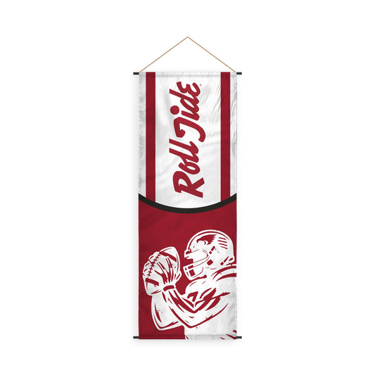 AGAS Alabama University Crimson Tide Home Décor Banner Scroll Sign Polyester with PVC Rods with Hanging Cord, Alabama Man Cave Décor