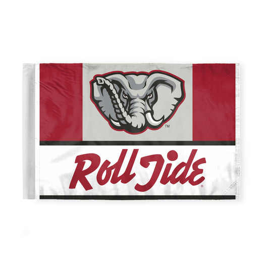 AGAS 6"x9" Alabama University Crimson Roll Tide Motorcycle Flag Polyester – 3/8" Pole Sleeve – Official NCAA Licensed – Flag Only