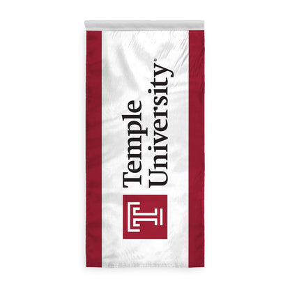 AGAS Temple University Text Vertical Banner 2 x 4 ft – Single Sided Printed Polyester with Bleed Through – Officially Licensed NCAA Product – Temple Owls Hanging Banner with 1.5 inch Pole Sleeve and Reinforced Stitching Individually Bagged