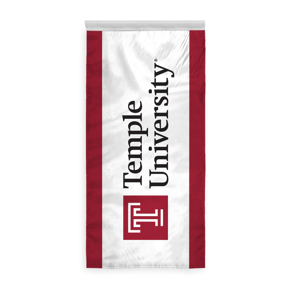 AGAS Temple University Text Vertical Banner 2 x 4 ft – Single Sided Printed Polyester with Bleed Through – Officially Licensed NCAA Product – Temple Owls Hanging Banner with 1.5 inch Pole Sleeve and Reinforced Stitching Individually Bagged