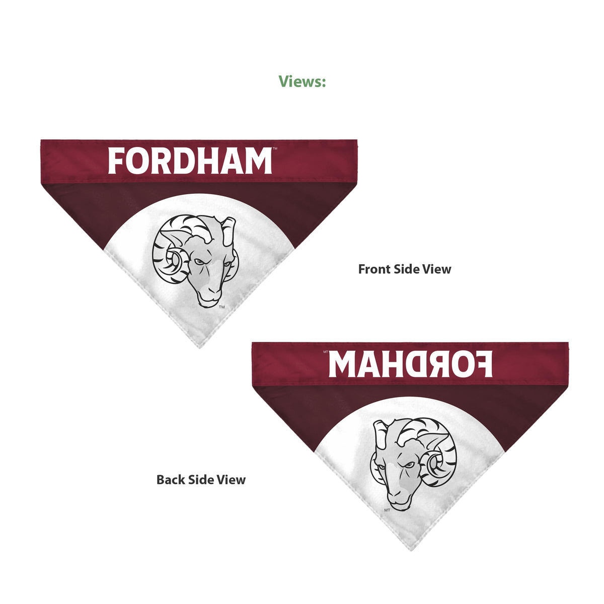 AGAS Fordham University Pet Bandana 9.75 x 6.5 inch – Single Sided Printed Polyester Fordham Rams Bandana with Ram Head Logo – Official NCAA Product – Fordham University Pet Bandana