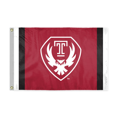 AGAS Temple Owls Logo Flag 3 x 5 ft – Single Sided Printed Polyester – Officially Licensed NCAA Product – Temple University Outdoor Flag with Brass Grommets, Canvas Header and Reinforced Stitched Edges for Indoor Outdoor Display
