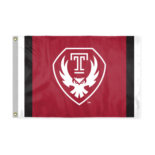AGAS Temple Owls Logo Flag 2 x 3 ft – Single Sided Printed Polyester – Officially Licensed NCAA Product – Temple University Outdoor Flag with Brass Grommets, Canvas Header and Reinforced Stitched Edges for Indoor Outdoor Display