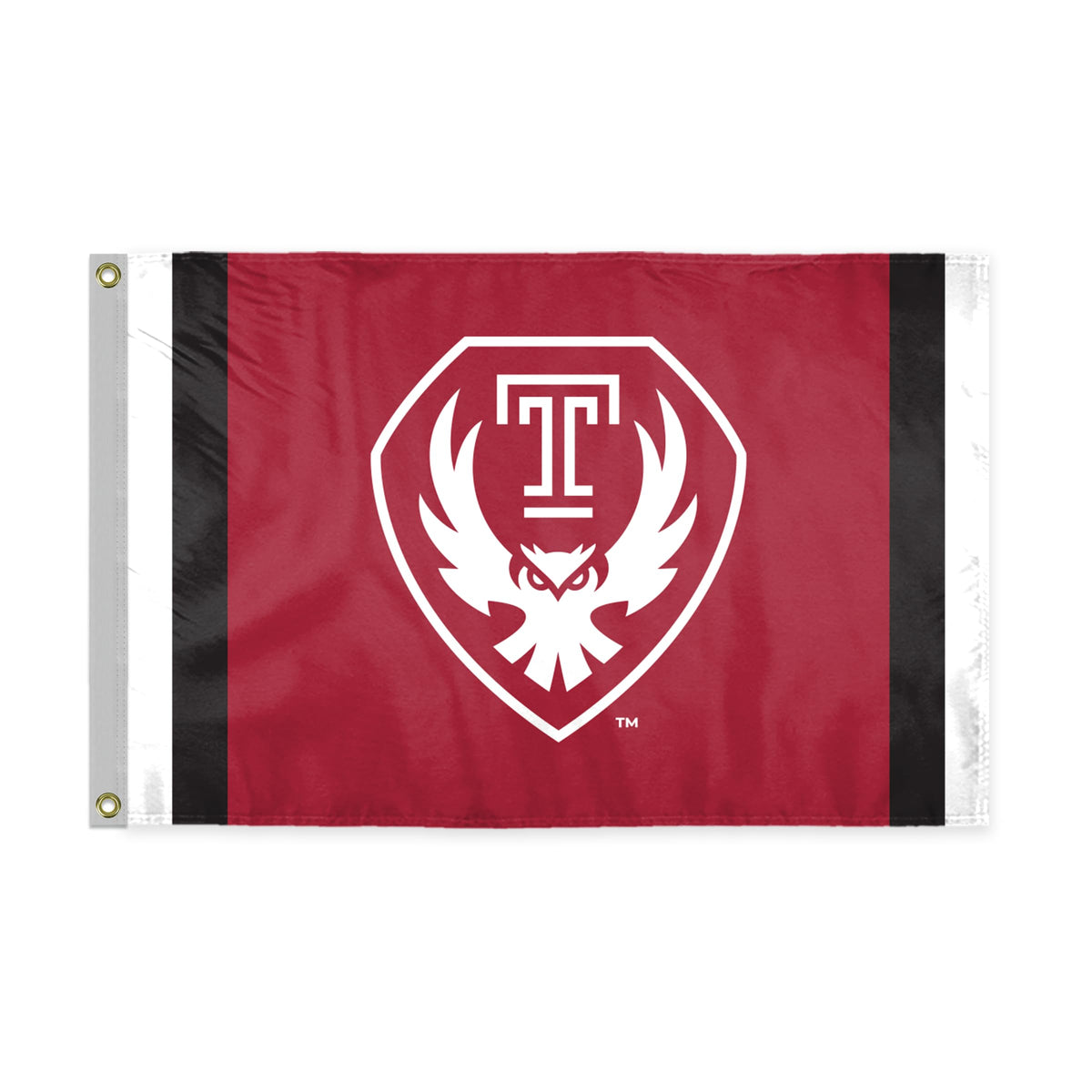 AGAS Temple Owls Logo Flag 2 x 3 ft – Single Sided Printed Polyester – Officially Licensed NCAA Product – Temple University Outdoor Flag with Brass Grommets, Canvas Header and Reinforced Stitched Edges for Indoor Outdoor Display