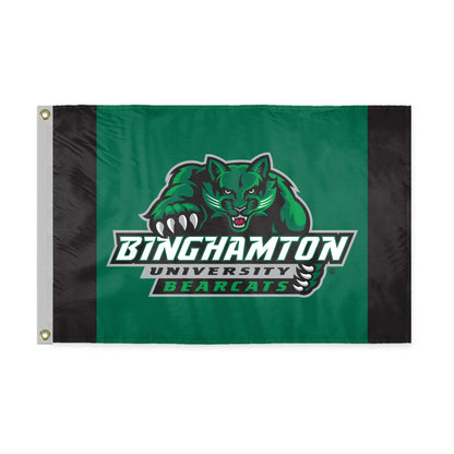 AGAS Binghamton University Flag 12 x 18 inch – Single Sided Printed Polyester BU Bearcats Mascot and Wordmark Design – Official NCAA Binghamton Bearcats Flag – Outdoor Display with Canvas Header, Brass Grommets and Reinforced Stitched Edges