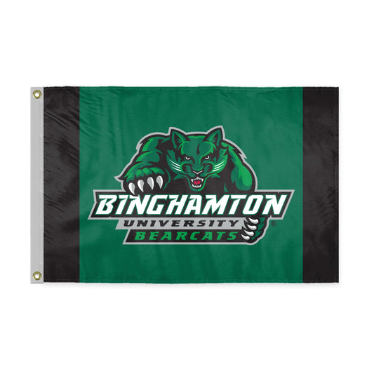 AGAS Binghamton University Flag 12 x 18 inch – Single Sided Printed Polyester BU Bearcats Mascot and Wordmark Design – Official NCAA Binghamton Bearcats Flag – Outdoor Display with Canvas Header, Brass Grommets and Reinforced Stitched Edges