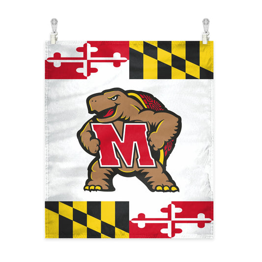 A.G.A.S Manufacturing Group Maryland UMD University House Wall Tapestry, Terrapins Wall Art, College Poster, Navy Wall Hanging Art, Dorm Poster - 60"x51" - Vertical Banner with Complete Hanging Kit