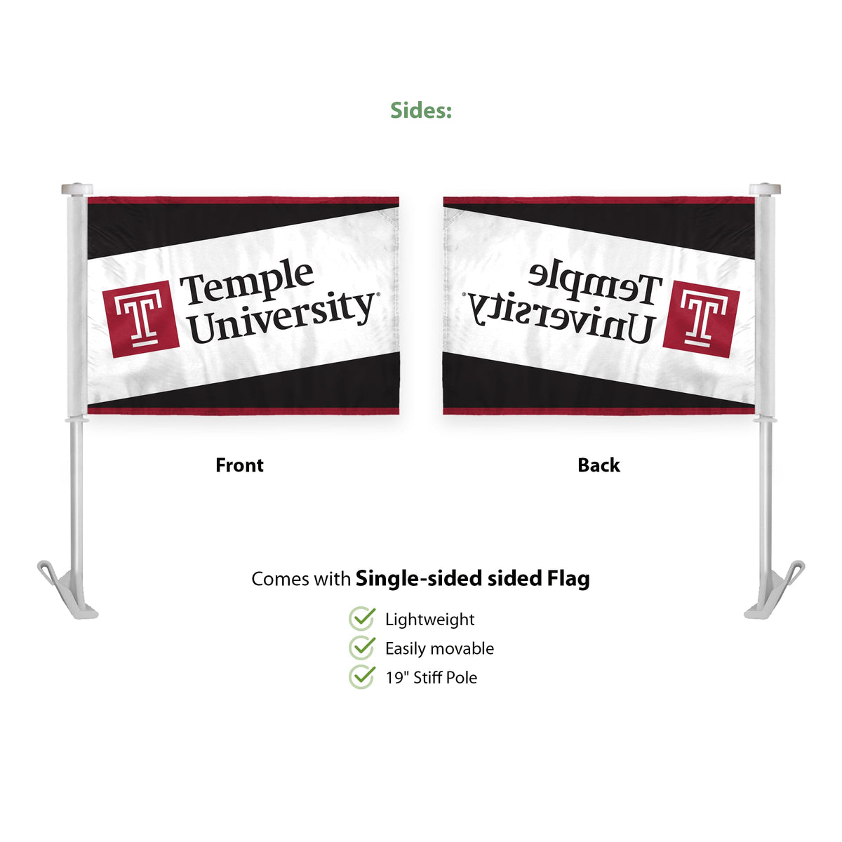 AGAS Temple University 10.5x15in Premium Car Flags