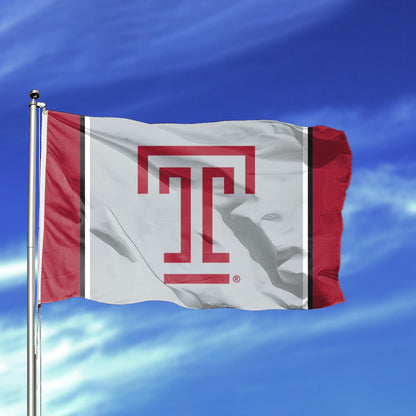 AGAS Temple University Flag 12 x 18 inch – Single Sided Printed Polyester – Officially Licensed NCAA Product – Temple Owls Outdoor Flag with Brass Grommets, Canvas Header and Reinforced Stitched Edges for Indoor Outdoor Display