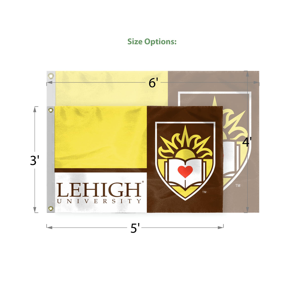 AGAS Large Lehigh University College Flags 4 x 6 ft, Heavy-Duty 200D Nylon with Brass Grommets 4 x 6