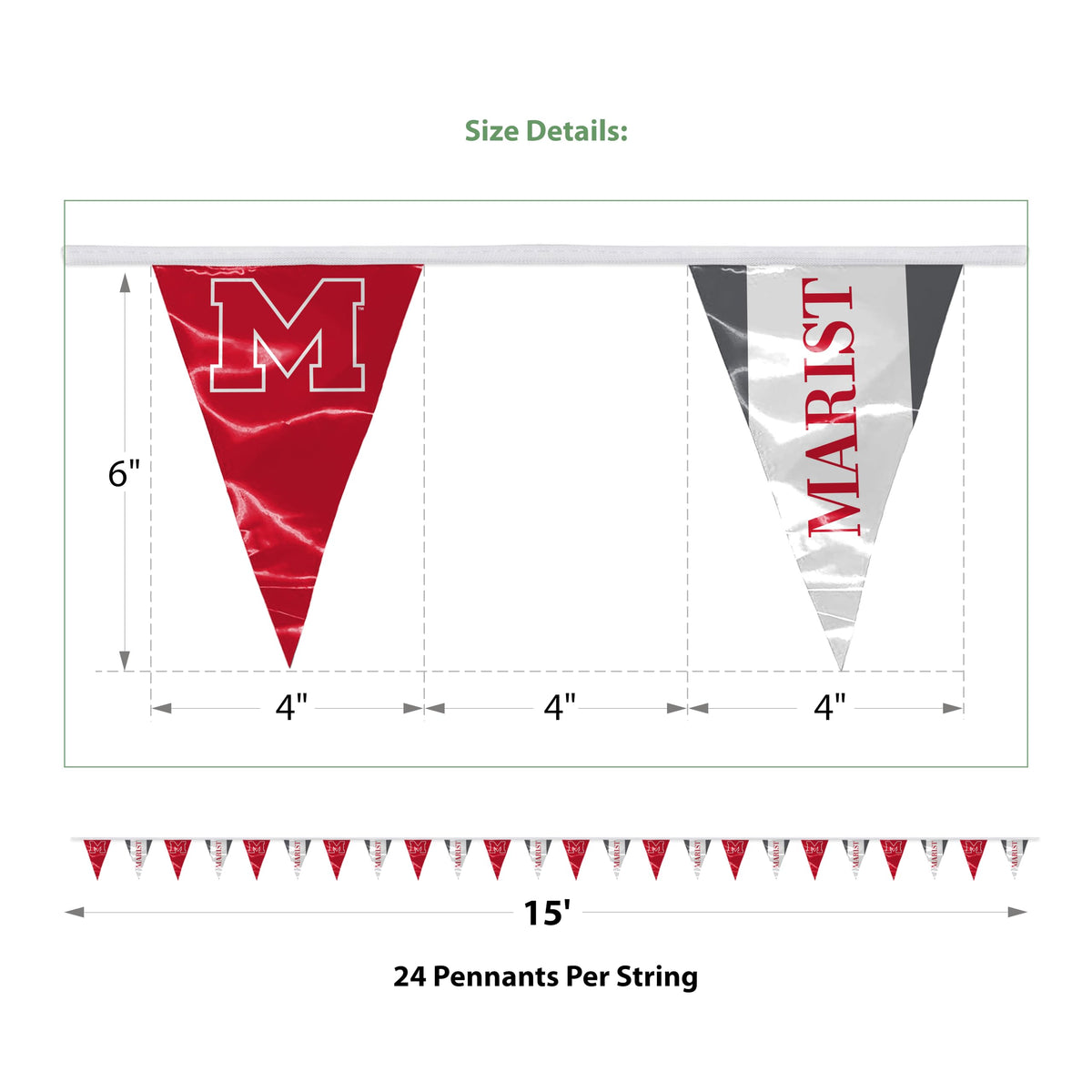 Marist University Pennant Banner String 4 x 6 inch