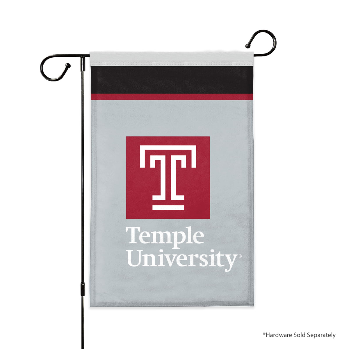 AGAS Temple University T Logo and Text Garden Flag 12 x 18 inch – Single Sided Printed Polyester with Bleed Through – Officially Licensed NCAA Product – Temple Owls Outdoor Flag with 1 inch Canvas Sleeve and Reinforced Stitching - No Pole Included