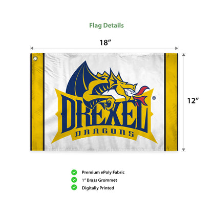 AGAS Drexel DU Dragons Swirler Flag, Drexel Merch, Single-Reverse Polyester, Built-in Plastic Handle Bar