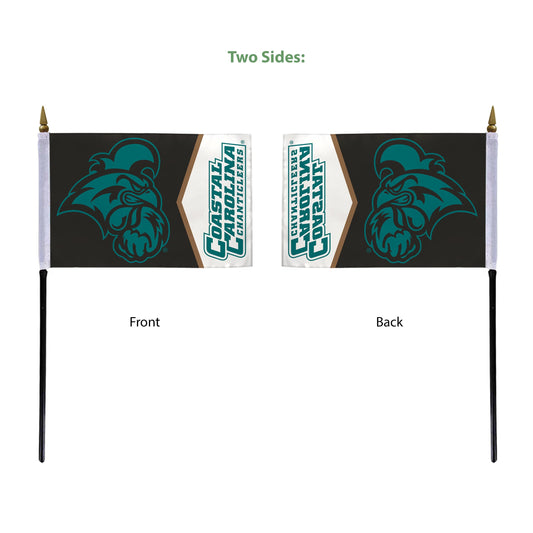 AGAS Coastal Carolina CCU University flags on sticks with Plastic Base 4x6 inch Printed Polyester - 4"x6" Chanticleers Handheld Stick Flags