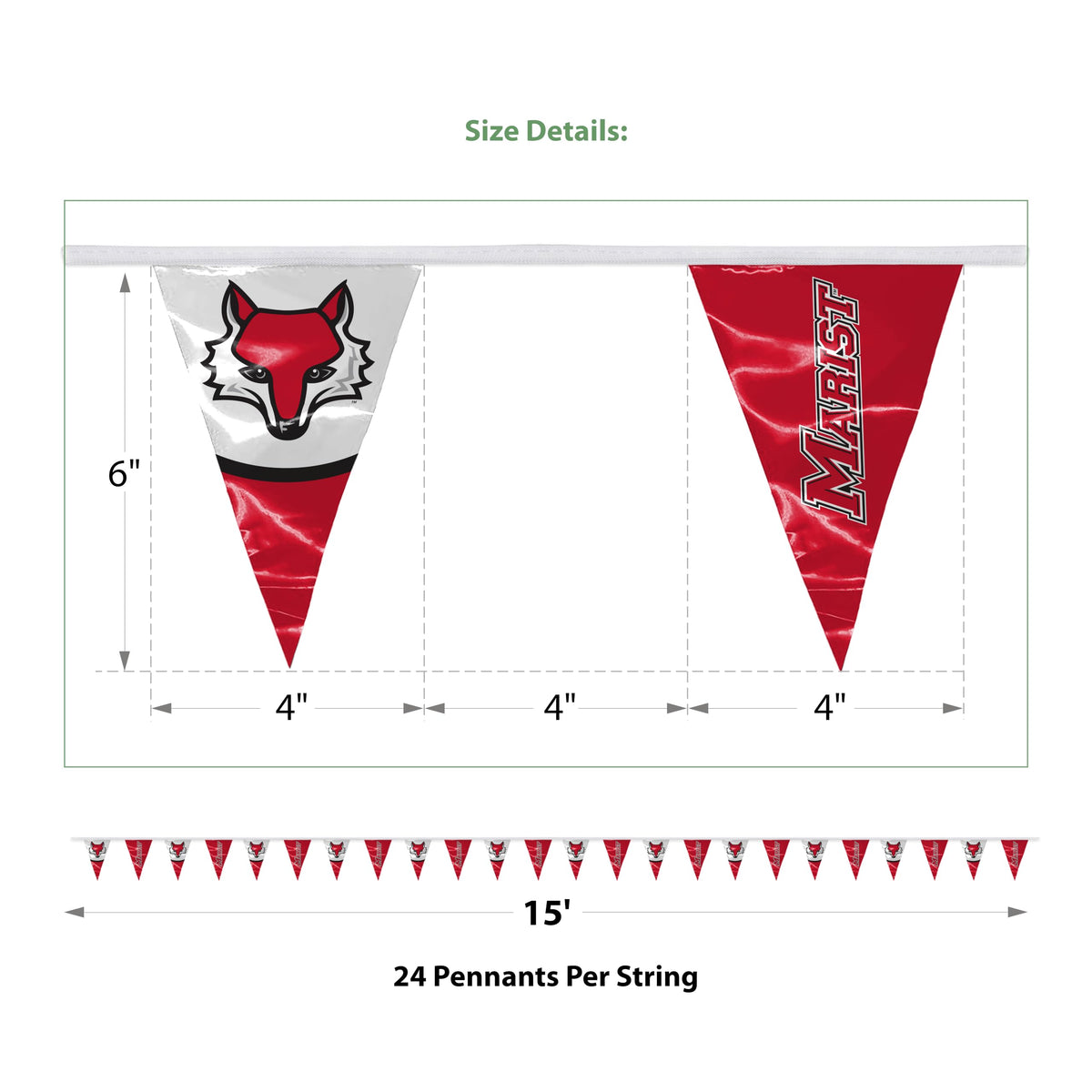 Marist University Pennant Banner String 4 x 6 inch