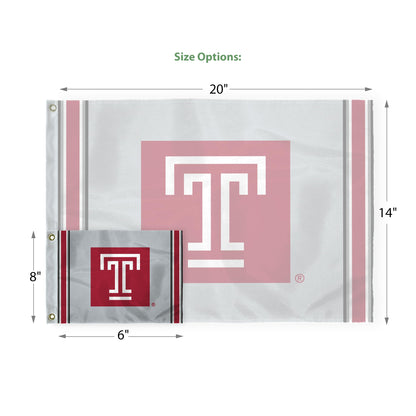 AGAS Temple University T Logo Golf Flag 6 x 8 inch – Single Sided Printed Nylon – Officially Licensed NCAA Product – Temple Owls Golf Course Flag with Canvas Header, Brass Grommets and Reinforced Stitched Edges