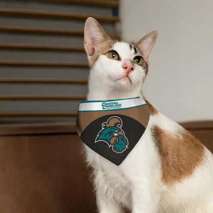AGAS Coastal Carolina University Pet Bandana 14.75 x 9.5 inch – Single Sided Printed Polyester Chanticleers Wordmark Design – Officially Licensed Coastal Carolina Chanticleers Pet Bandana