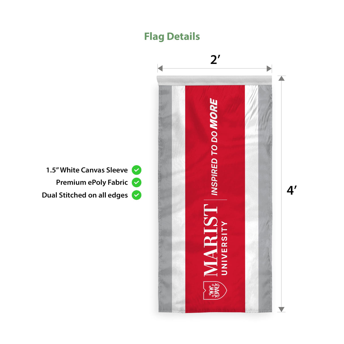 Marist University Vertical Banner 2 x 4 ft