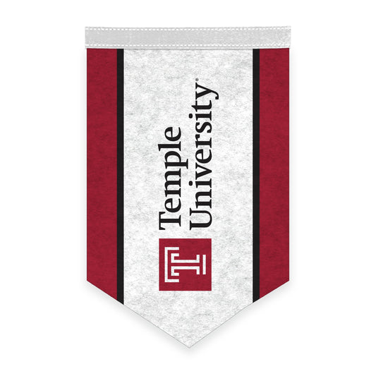 AGAS Temple University Vertical Wordmark Felt Banner 12 x 18 inch – Single Sided Printed Felt 1 Ply – Officially Licensed NCAA Product – Temple Owls Wall Banner with 1 inch Header and Heat Cut Edges