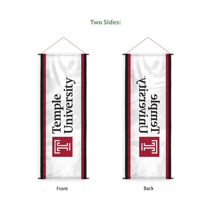 AGAS Temple University Vertical Wordmark Scroll Sign 17.5 x 48 inch – Single Sided Printed Polyester – Officially Licensed NCAA Product – Temple Owls Hanging Scroll Sign with PVC Poles and Hanging Cord