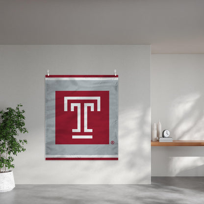 AGAS Temple University Block T Logo Wall Tapestry 51 x 60 inch – Single Sided Printed Polyester with Bleed Through – Officially Licensed NCAA Product – Temple University Wall Hanging with Clips, Non-Marking Nails and Tape