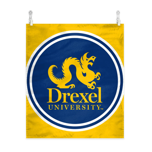 A.G.A.S Manufacturing Group Drexel DU University House Wall Tapestry, Dragons Wall Art, College Poster, Navy Wall Hanging Art, Dorm Poster - 60"x51" - Vertical Banner with Complete Hanging Kit