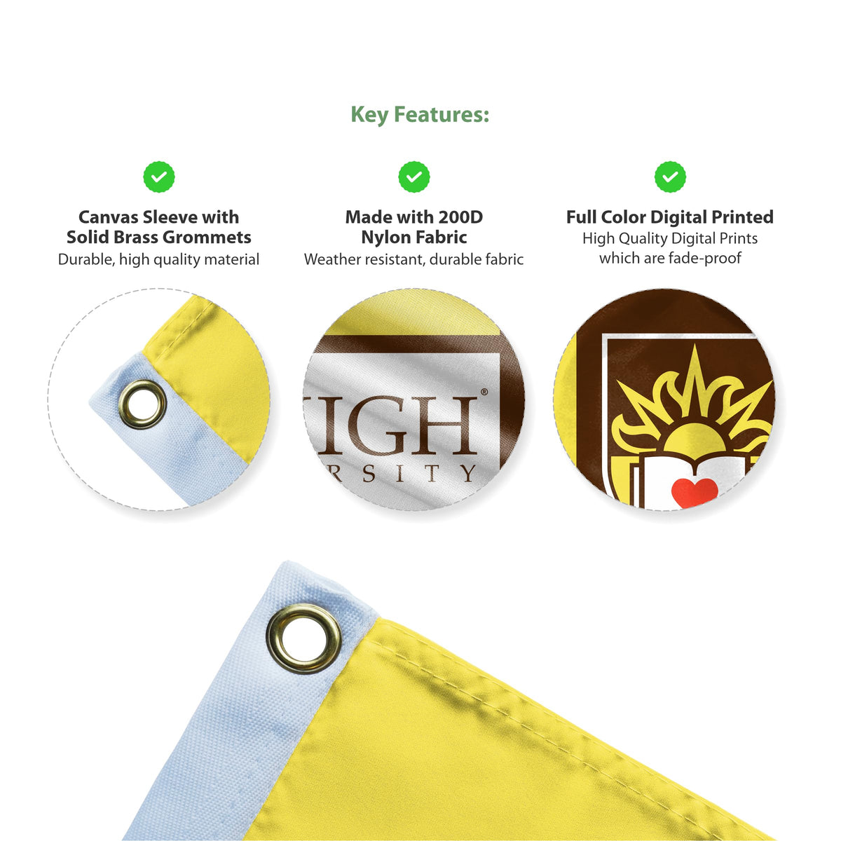 AGAS Large Lehigh University College Flags 4 x 6 ft, Heavy-Duty 200D Nylon with Brass Grommets 4 x 6