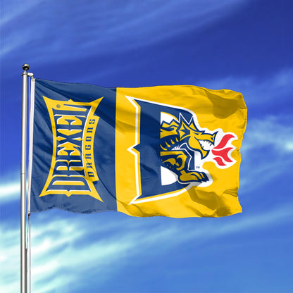 AGAS Drexel DU Dragons Logo Small Flags 2x3 Ft Single-Reverse Printed Polyester with Brass Grommets - 2 x 3 Feet University Outdoor Banner