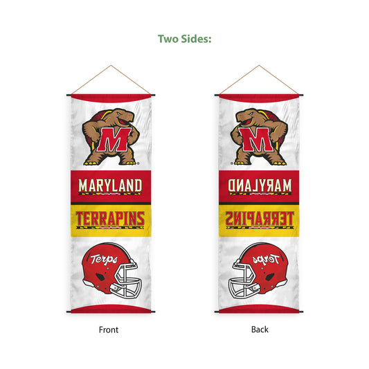 AGAS Maryland UMD University Banner Scroll Sign 17.5" × 48" with Hanging Cord – Polyester Terps Wall Banner